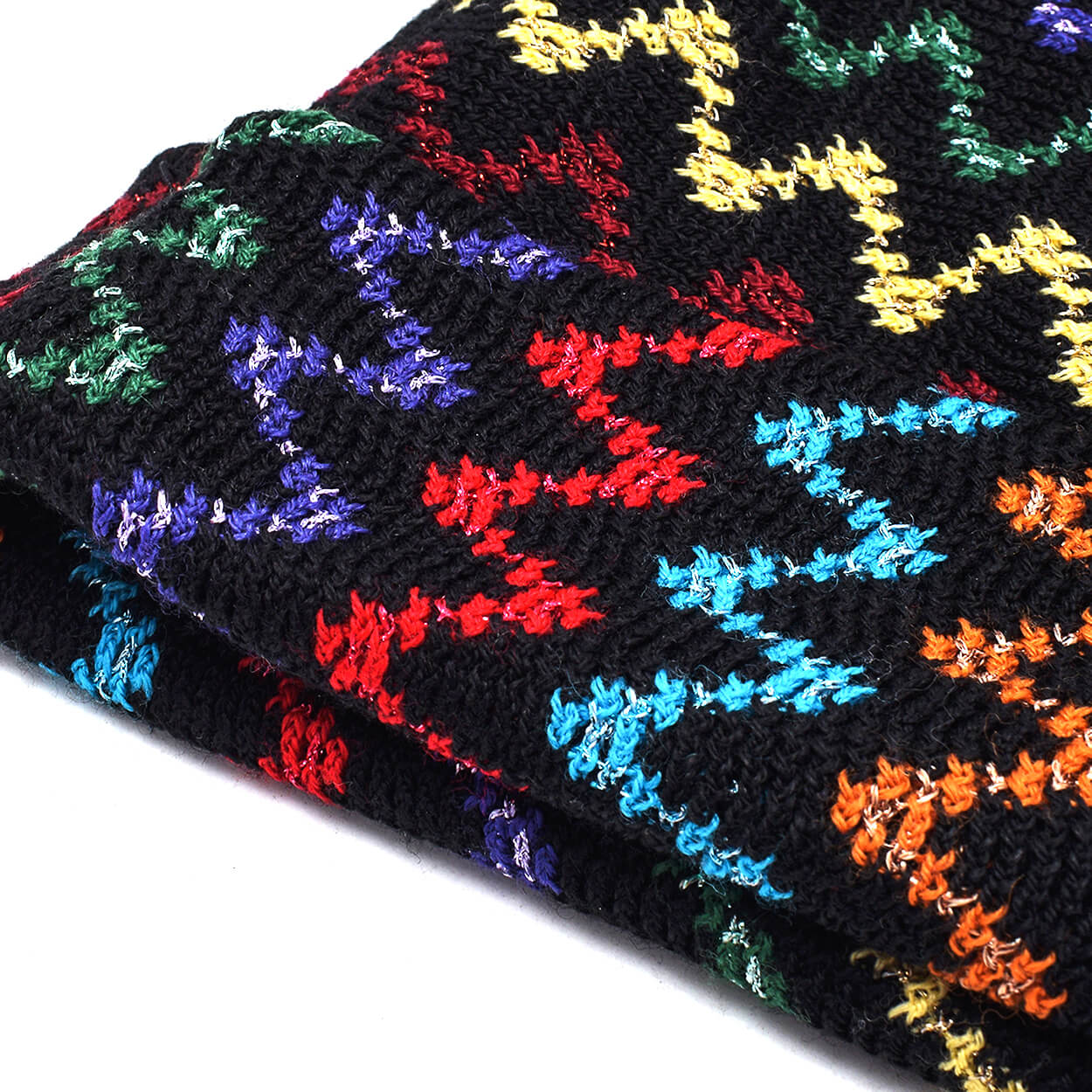 Missoni - Black Wool Blend Multicolor Zigzag Print Beanie